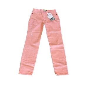 Sandrine Rose Womens Palm Tree Embroidered‎ Denim Jeans Size 27 Petal Pink